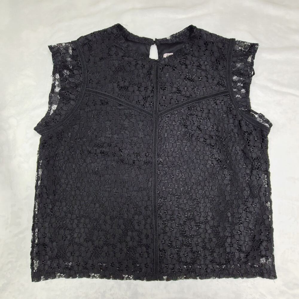 Nanette Lepore Lace Sleeveless Top  XL Whimsy Goth Black  Lined